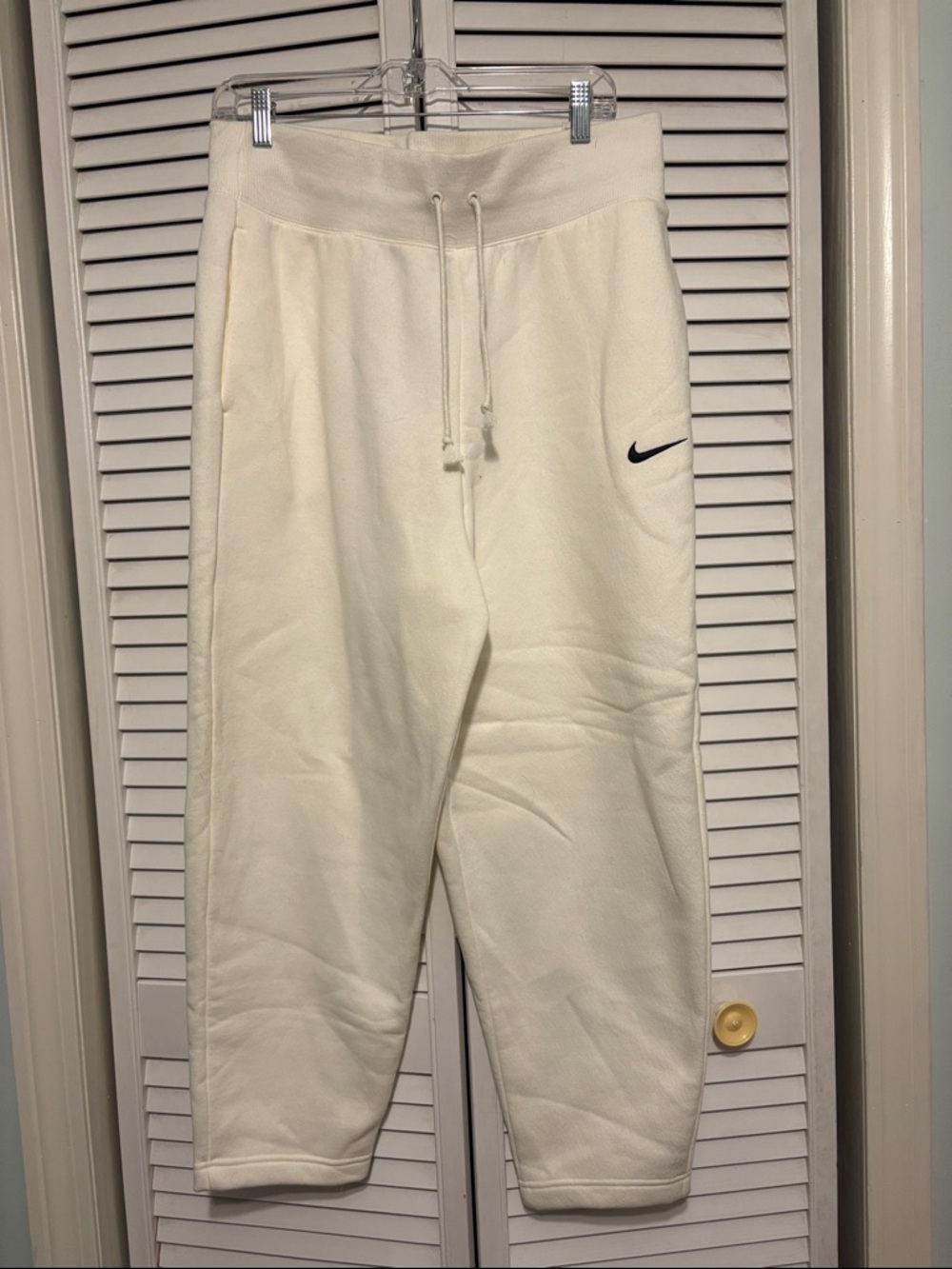 NWT Nike Off-White Women Fleece Joggers with Black Swoosh Size L